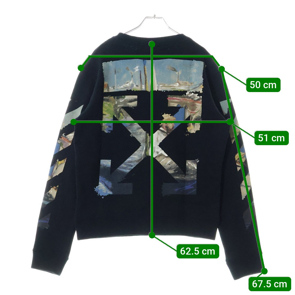 OFF-WHITE(オフホワイト) Side Stripe Round Neck Ordinary Version サイド ストライプ ロゴプリント クルーネックスウェットトレーナー ブラック OMBA025R190030121088