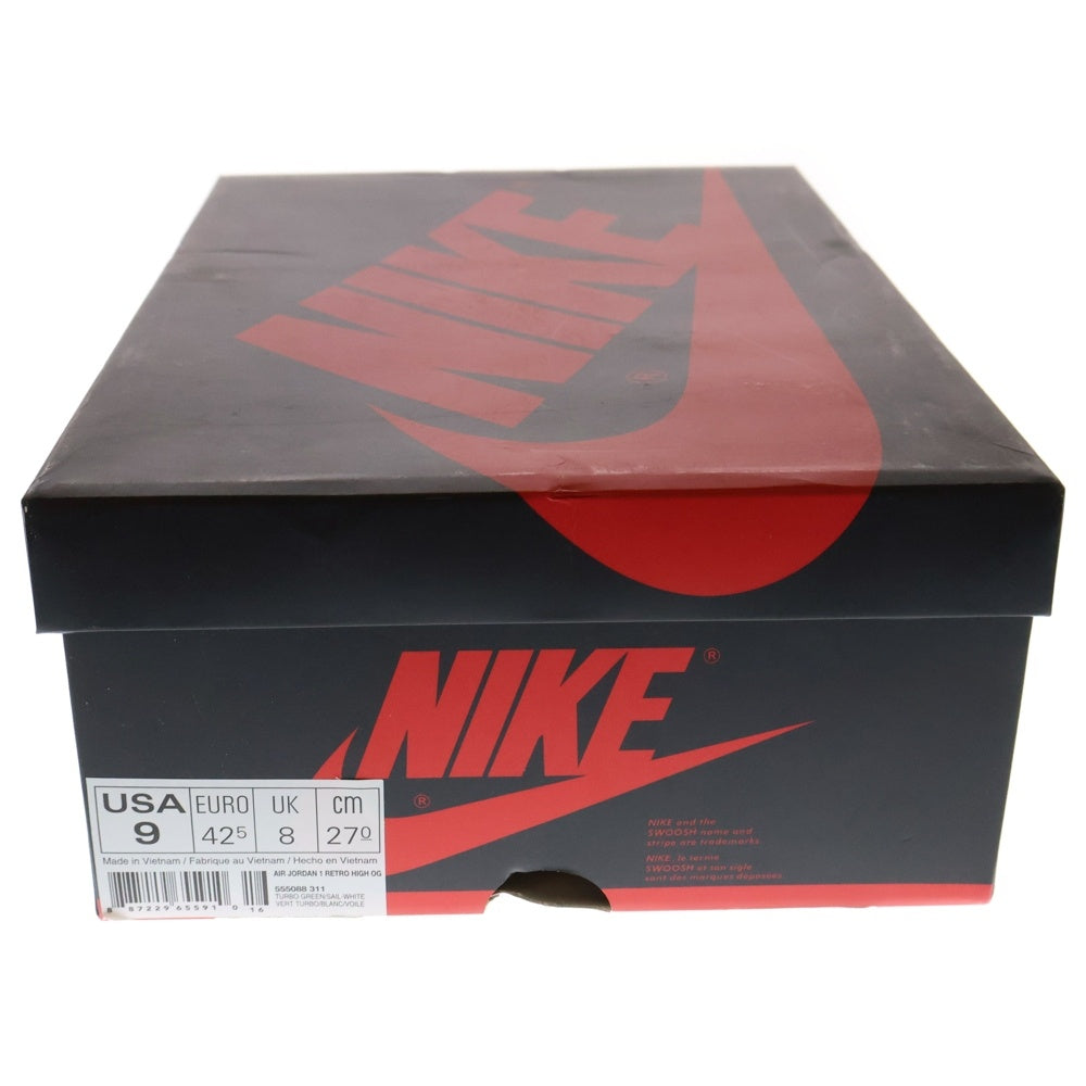 NIKE(ナイキ) AIR JORDAN 1 RETRO HIGH OG TURBO GREEN エアジョーダン1 ターボグリーン ハイカットスニーカー ライトグリーン/ホワイト US9/27cm 555088-311