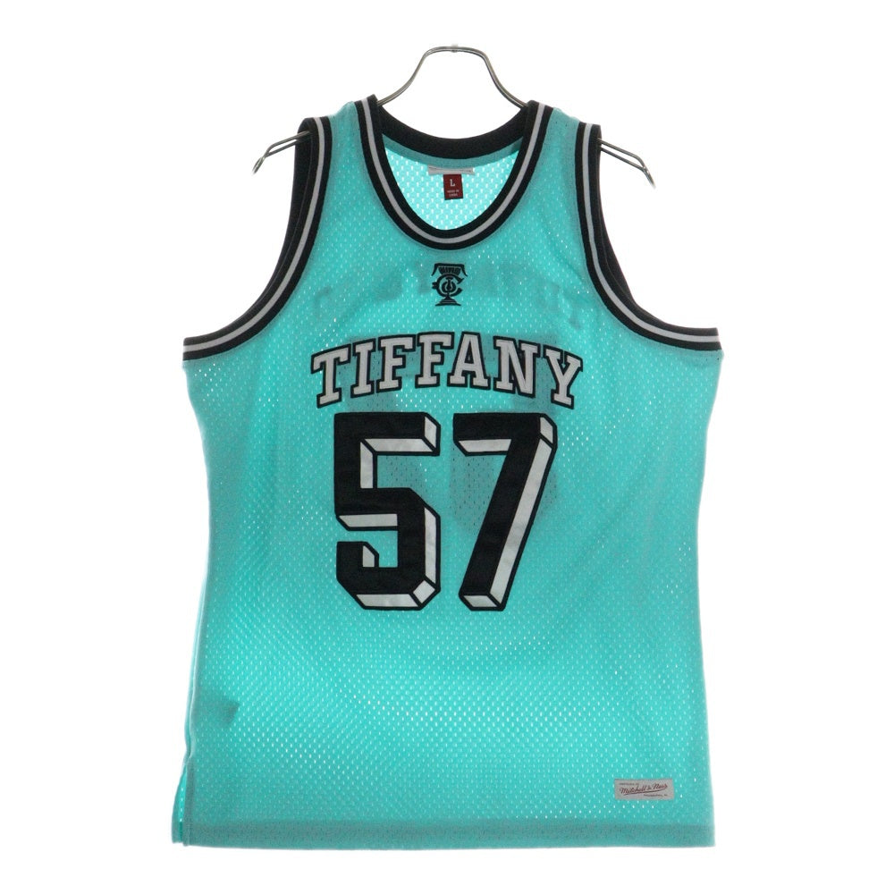 Mitchell&Ness(ミッチェル アンド ネス) ×TIFFANY&Co. ティファニー NBAロゴ メッシュ タンクトップ ゲームシャツ ライトブルー
