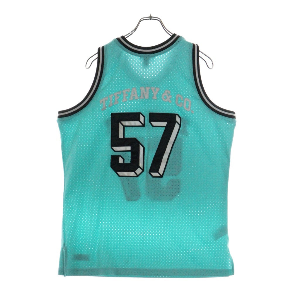 Mitchell&Ness(ミッチェル アンド ネス) ×TIFFANY&Co. ティファニー NBAロゴ メッシュ タンクトップ ゲームシャツ ライトブルー