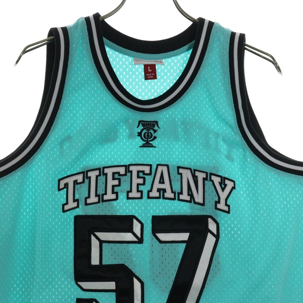 Mitchell&Ness(ミッチェル アンド ネス) ×TIFFANY&Co. ティファニー NBAロゴ メッシュ タンクトップ ゲームシャツ ライトブルー
