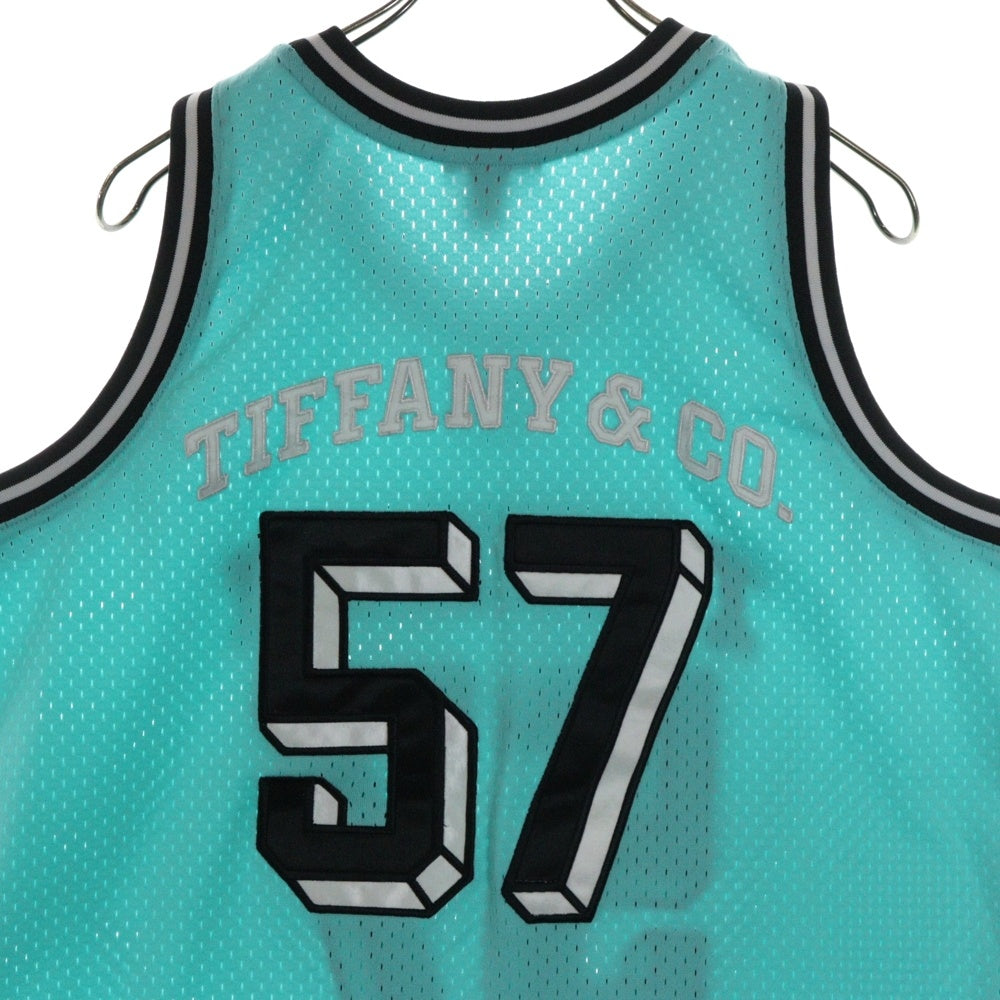 Mitchell&Ness(ミッチェル アンド ネス) ×TIFFANY&Co. ティファニー NBAロゴ メッシュ タンクトップ ゲームシャツ ライトブルー