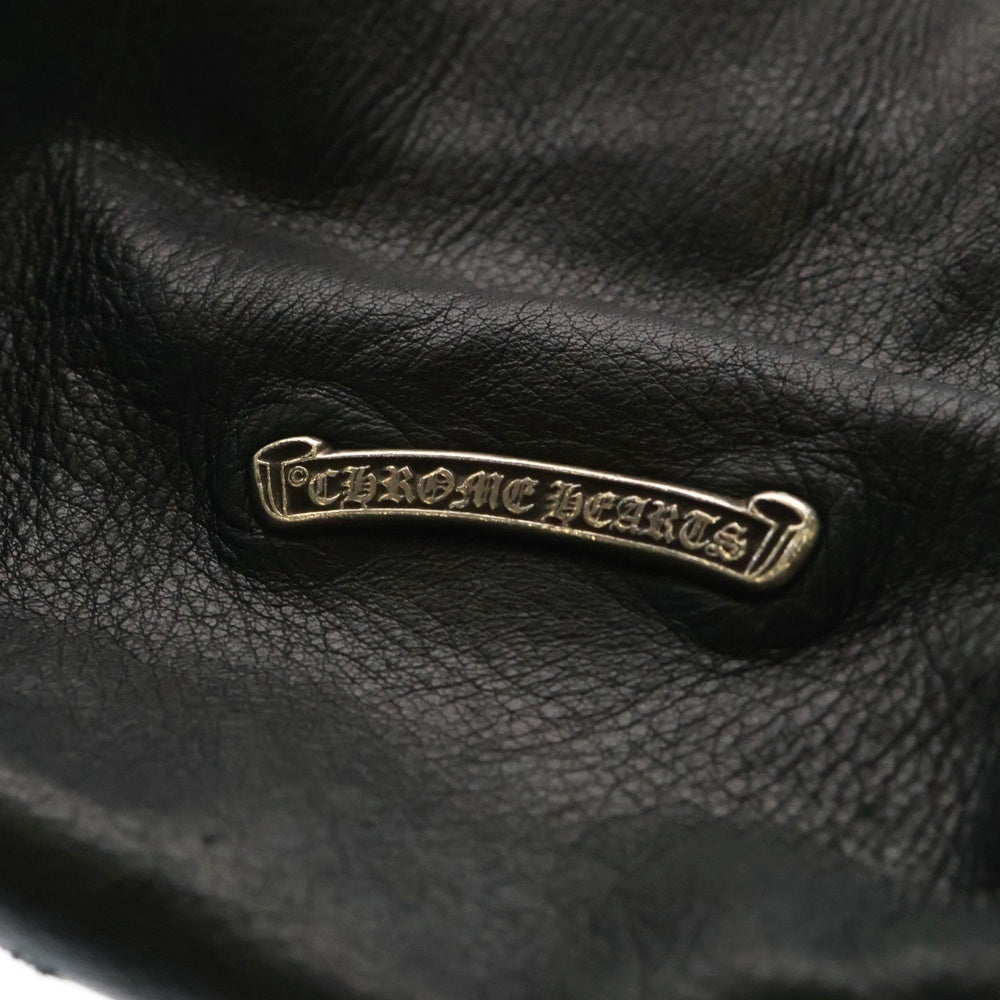 CHROME HEARTS(クロムハーツ) DRW STRNG SACK CRS PATCH クロスパッチ ドローストリング サック レザー 巾着 ハンドバッグ ブラック/シルバー