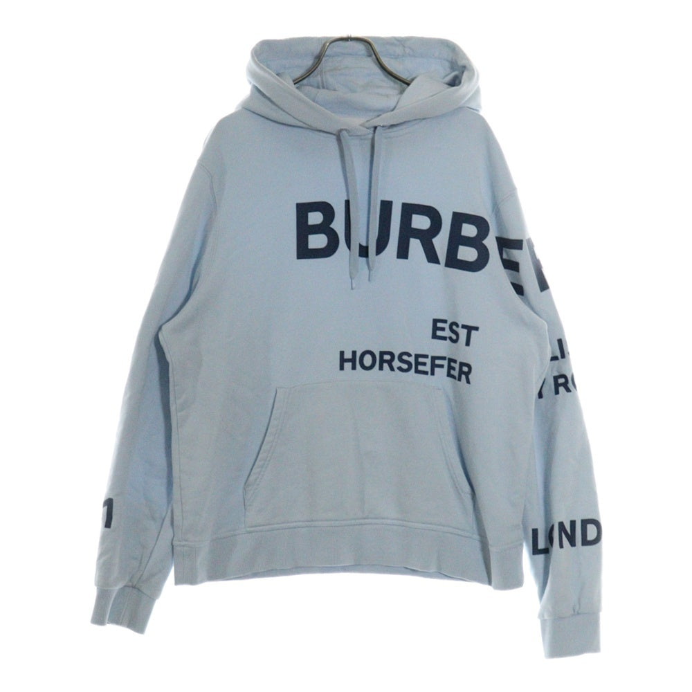 BURBERRY(バーバリー) HORSEFERRY PARKER ホースフェリー プリント スウェット プルオーバーパーカー ライトブルー 8040768
