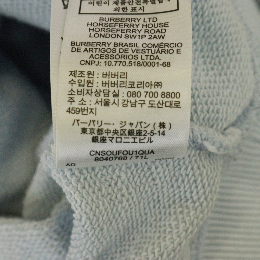 BURBERRY(バーバリー) HORSEFERRY PARKER ホースフェリー プリント スウェット プルオーバーパーカー ライトブルー 8040768