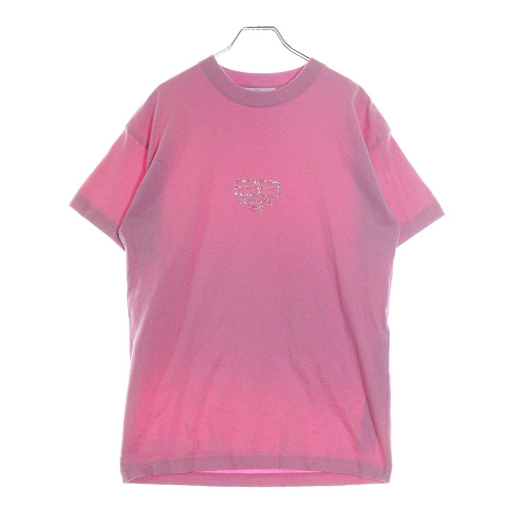 BALENCIAGA(バレンシアガ) 22SS ラインストーン ロゴ クルーネック半袖Tシャツカットソー ピンク 612965 TMVP2 レディース