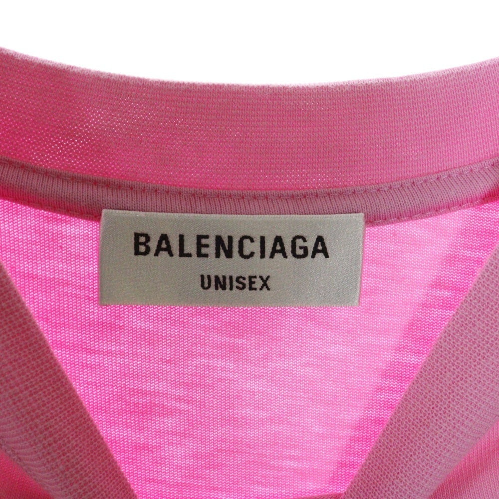 BALENCIAGA(バレンシアガ) 22SS ラインストーン ロゴ クルーネック半袖Tシャツカットソー ピンク 612965 TMVP2 レディース