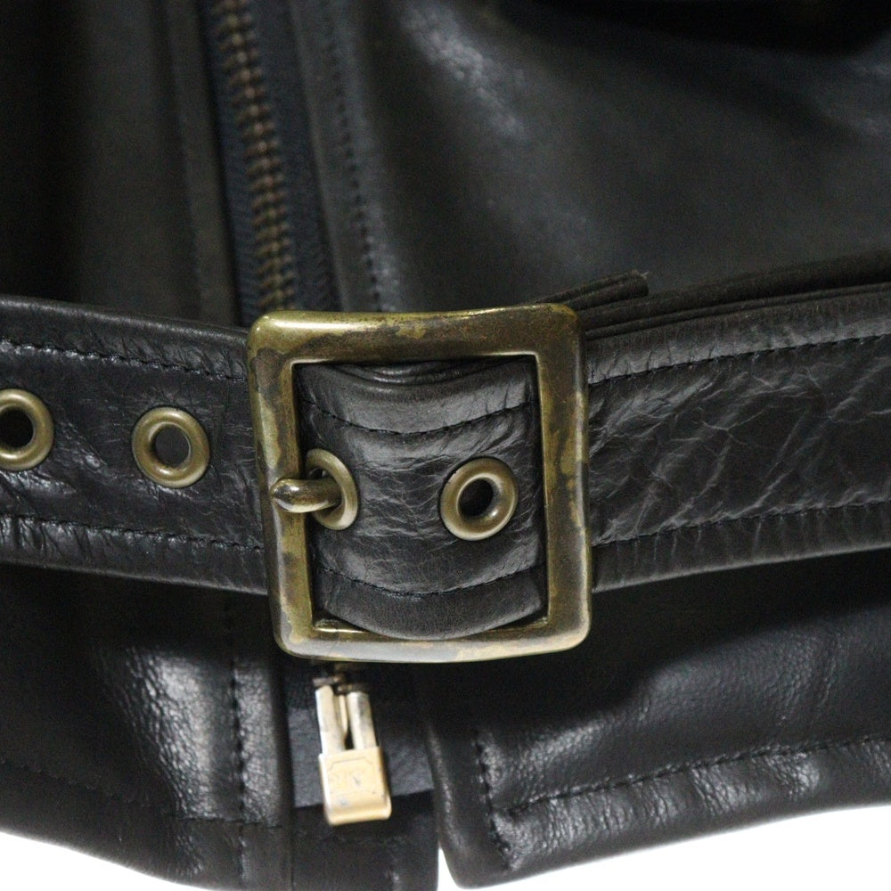 Y's for men(ワイズフォーメン) 93AW RED LABEL 赤タグ 裏地キルティング カウレザー ダブルライダースジャケット ブラック MI-Y50-716