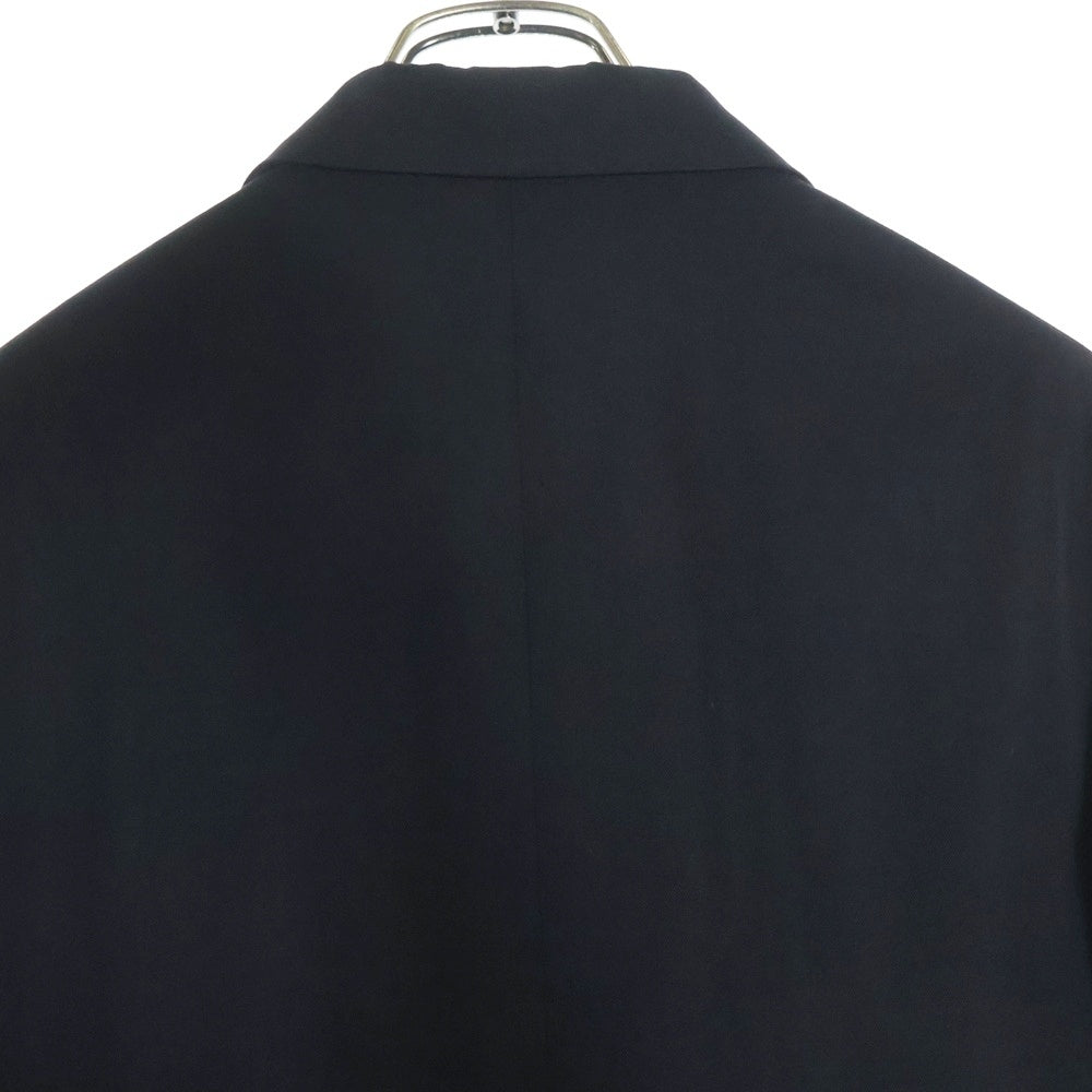 Yohji Yamamoto POUR HOMME(ヨウジヤマモト プールオム) 02SS 女優期 フロント刺繍 レインウール ノッチドラペル 5B シングル テーラードジャケット ブラック HE-J-63-100