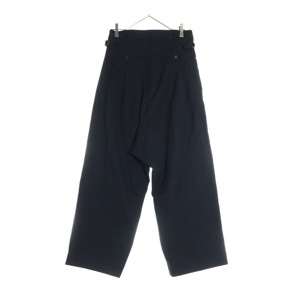Yohji Yamamoto POUR HOMME(ヨウジヤマモト プールオム) 02SS 女優期 レインウール タック ワイド トウラザーズ スラックス ロングパンツ ブラック HB-P34-121