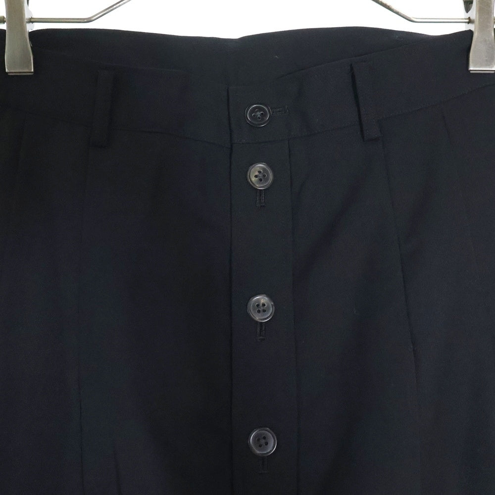 Yohji Yamamoto POUR HOMME(ヨウジヤマモト プールオム) 02SS 女優期 レインウール タック ワイド トウラザーズ スラックス ロングパンツ ブラック HB-P34-121