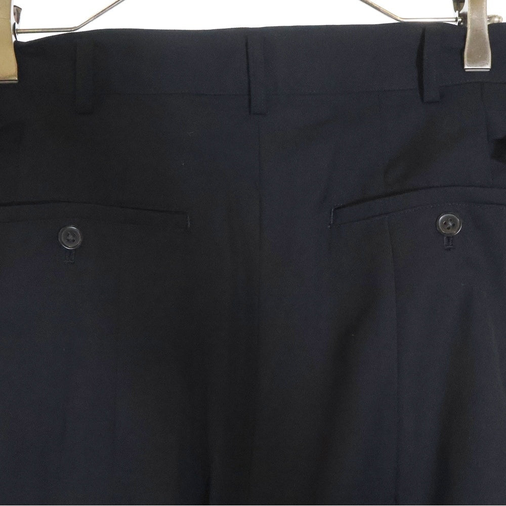 Yohji Yamamoto POUR HOMME(ヨウジヤマモト プールオム) 02SS 女優期 レインウール タック ワイド トウラザーズ スラックス ロングパンツ ブラック HB-P34-121