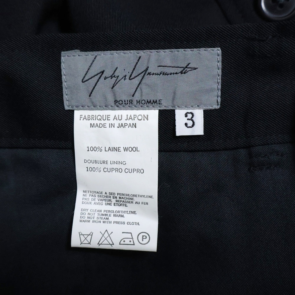 Yohji Yamamoto POUR HOMME(ヨウジヤマモト プールオム) 02SS 女優期 レインウール タック ワイド トウラザーズ スラックス ロングパンツ ブラック HB-P34-121