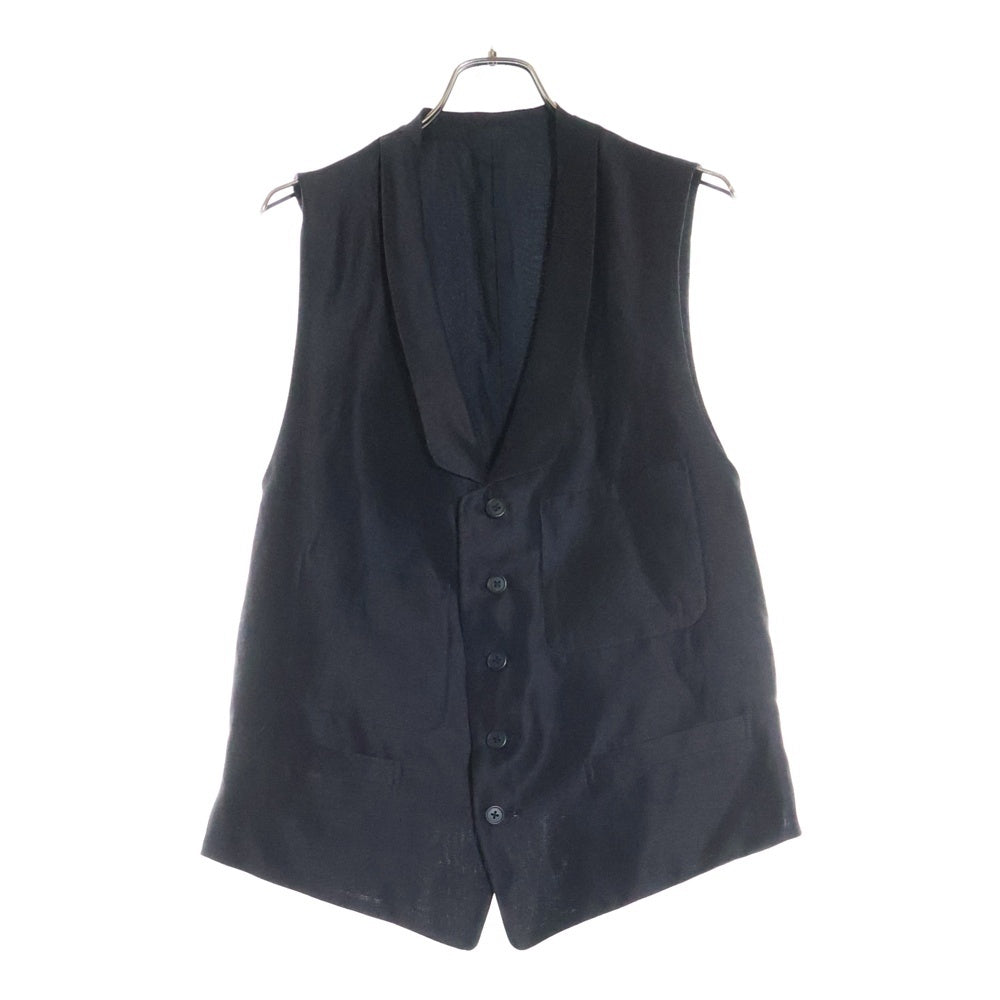 Yohji Yamamoto POUR HOMME(ヨウジヤマモト プールオム) 90S 4ポケット 5B リネン テーラードボタンフロントジレベスト ブラック