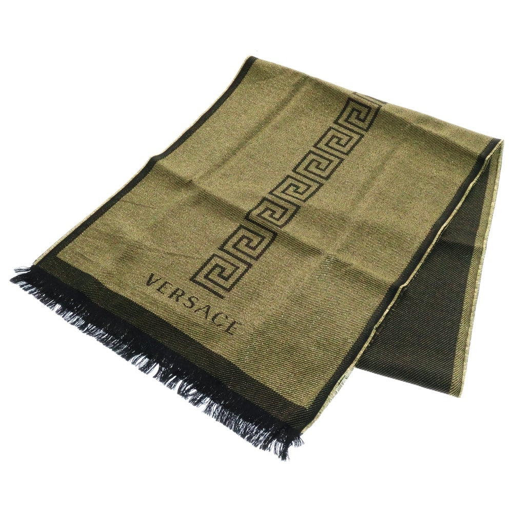 VERSACE(ヴェルサーチ) Logo Fringe Stole ロゴ ラメ フリンジストール ゴールド