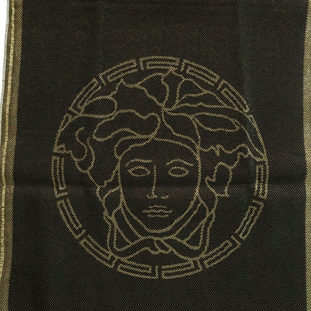 VERSACE(ヴェルサーチ) Logo Fringe Stole ロゴ ラメ フリンジストール ゴールド