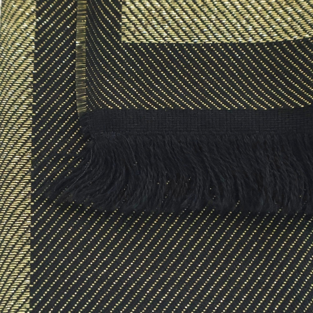 VERSACE(ヴェルサーチ) Logo Fringe Stole ロゴ ラメ フリンジストール ゴールド