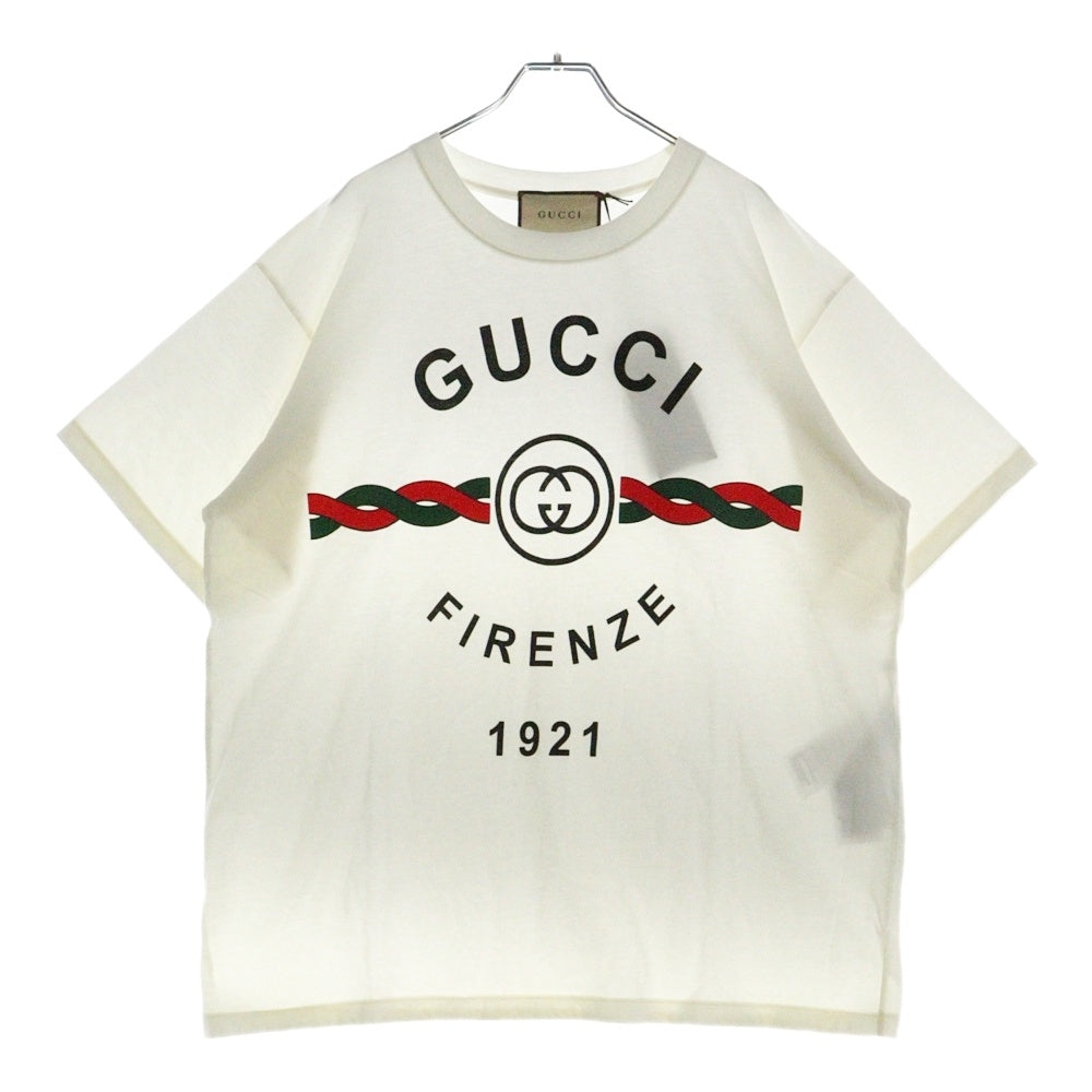 GUCCI(グッチ) FIRENZE 1921 Print Tee フィレンツェ ロゴプリント 半袖Tシャツ カットソー ホワイト 616036 XJD7T