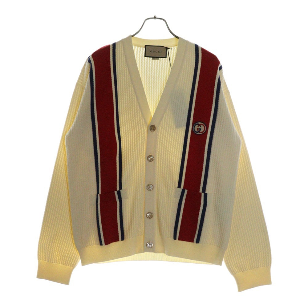 GUCCI(グッチ) GG Logo Patch Knit Cardigan ロゴパッチ ニットカーディガン ホワイト 739962 XKC9L