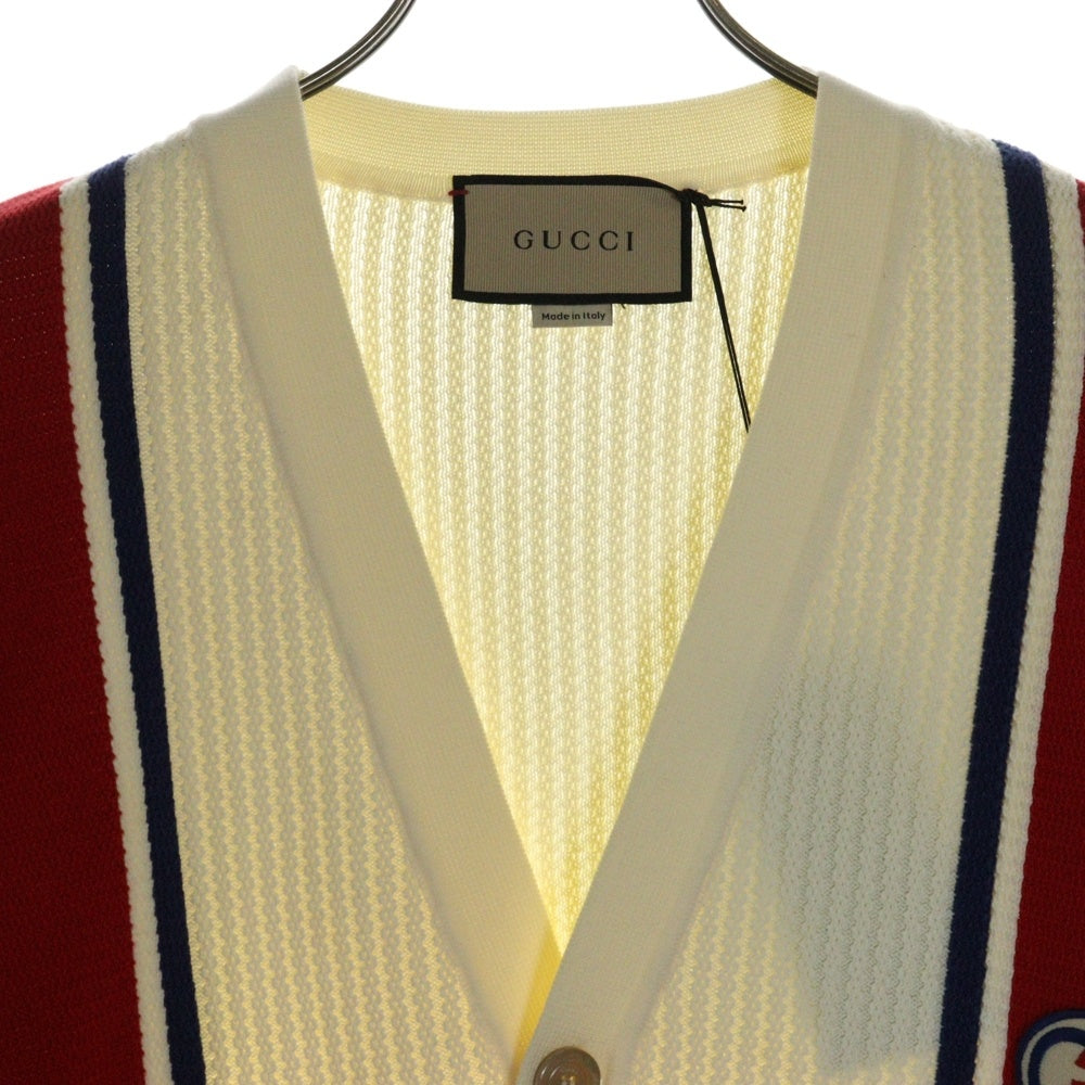 GUCCI(グッチ) GG Logo Patch Knit Cardigan ロゴパッチ ニットカーディガン ホワイト 739962 XKC9L