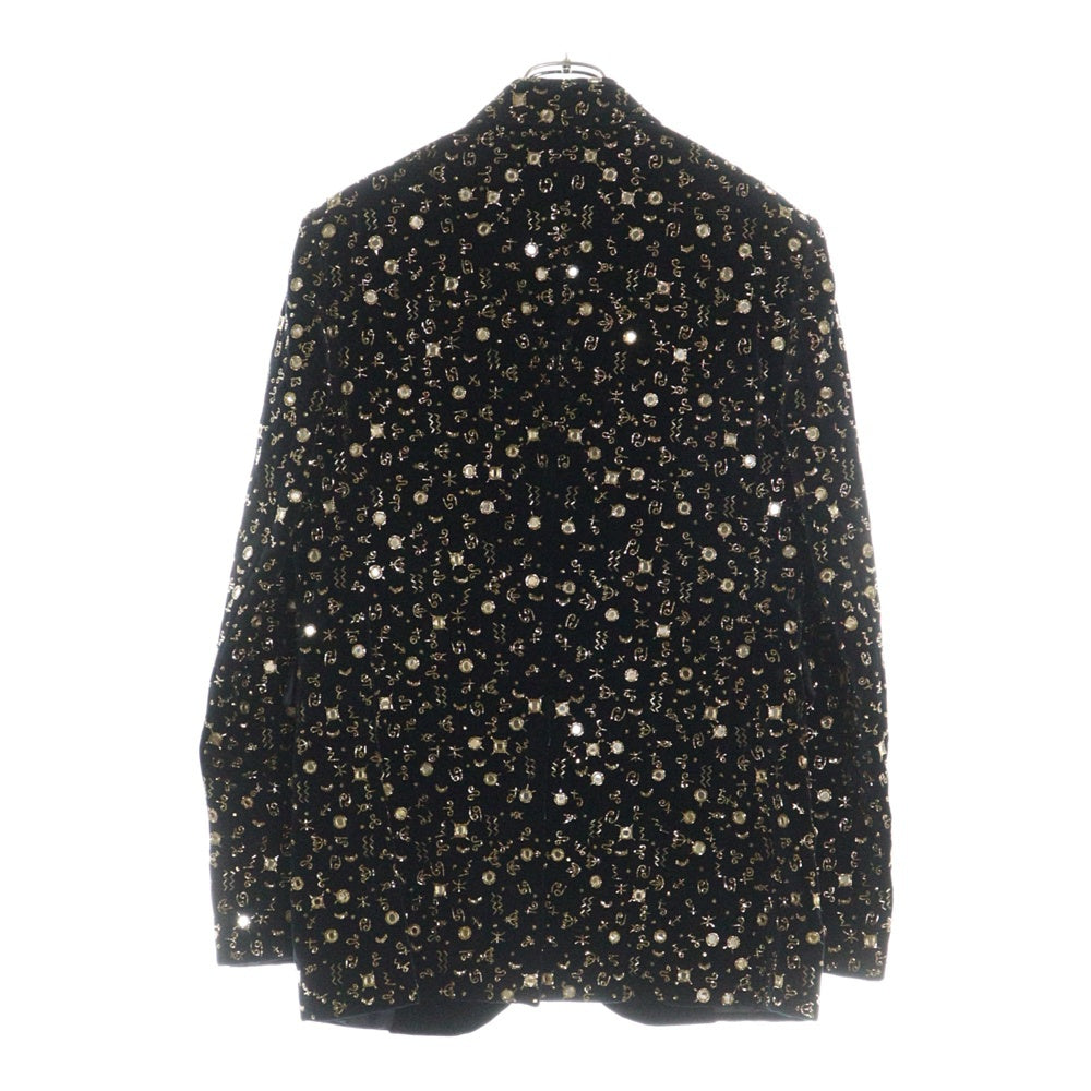 SAINT LAURENT PARIS(サンローランパリ) 19AW Velvet Jacket With Astrology Embroidery ビジュー装飾 1B ベルベット ジャケット ネイビー 554014