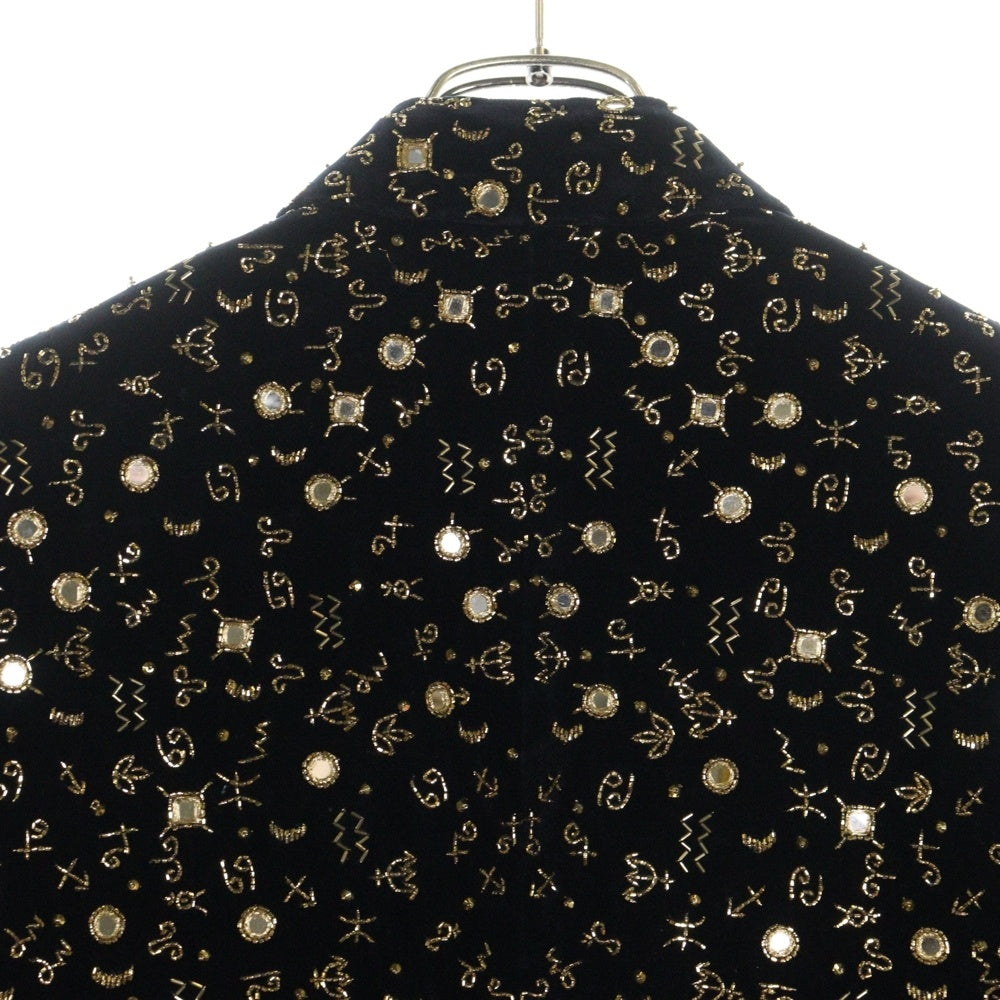 SAINT LAURENT PARIS(サンローランパリ) 19AW Velvet Jacket With Astrology Embroidery ビジュー装飾 1B ベルベット ジャケット ネイビー 554014