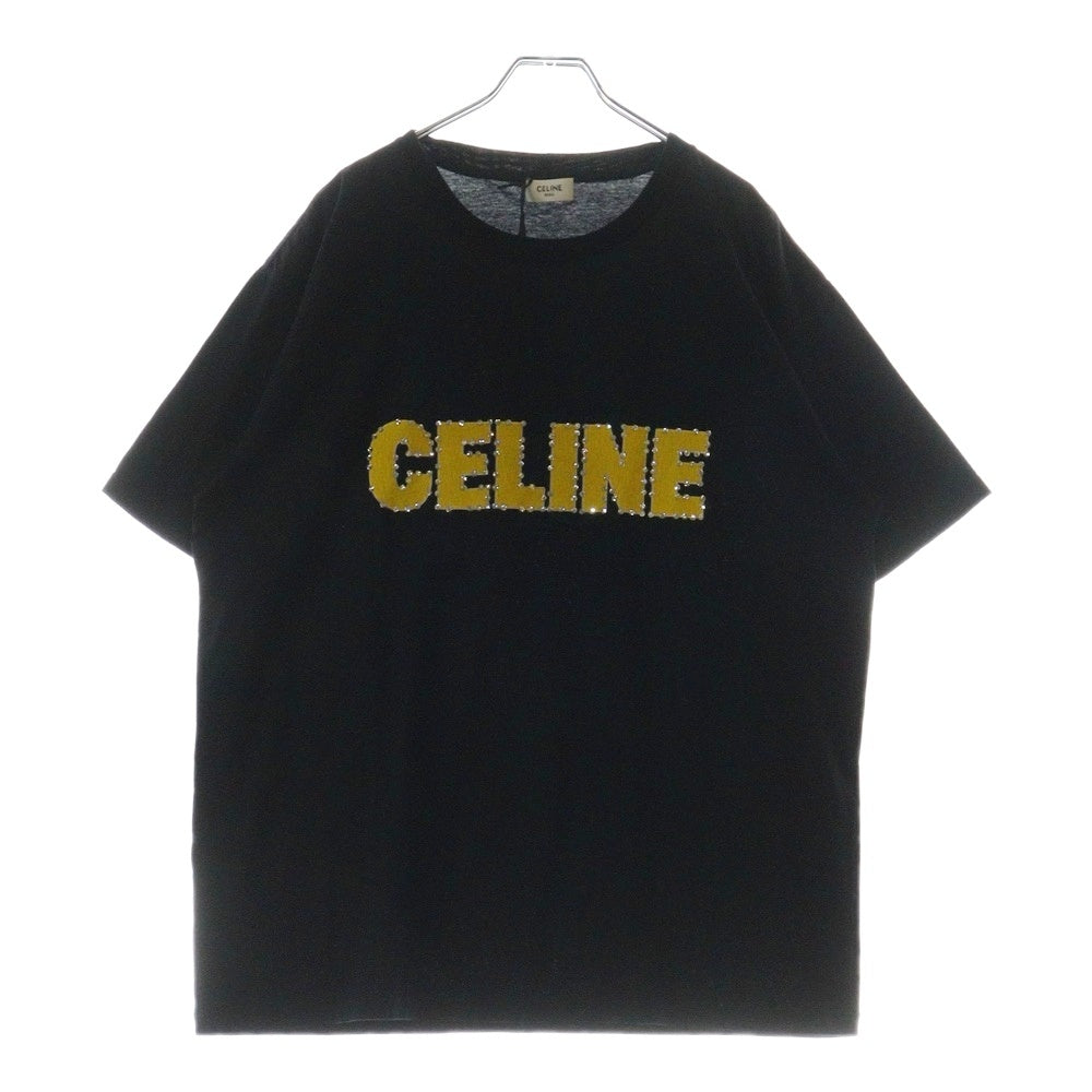CELINE(セリーヌ) Logo Rhinestone Tee ロゴ ラインストーン 半袖Tシャツ ブラック 2X15M671Q