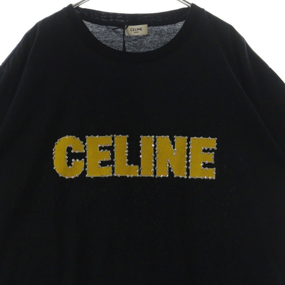 CELINE(セリーヌ) Logo Rhinestone Tee ロゴ ラインストーン 半袖Tシャツ ブラック 2X15M671Q