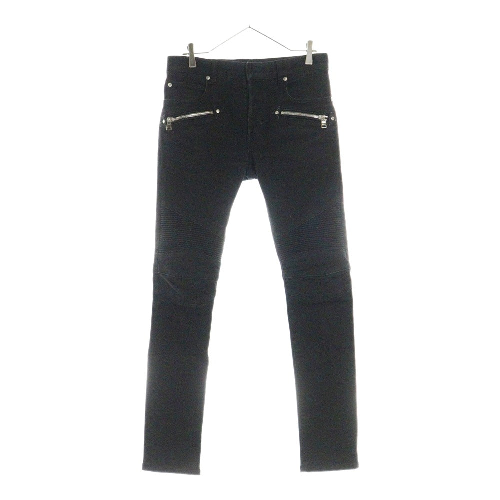 BALMAIN(バルマン) バイカー 蛇腹 スキニーデニムパンツ ブラック