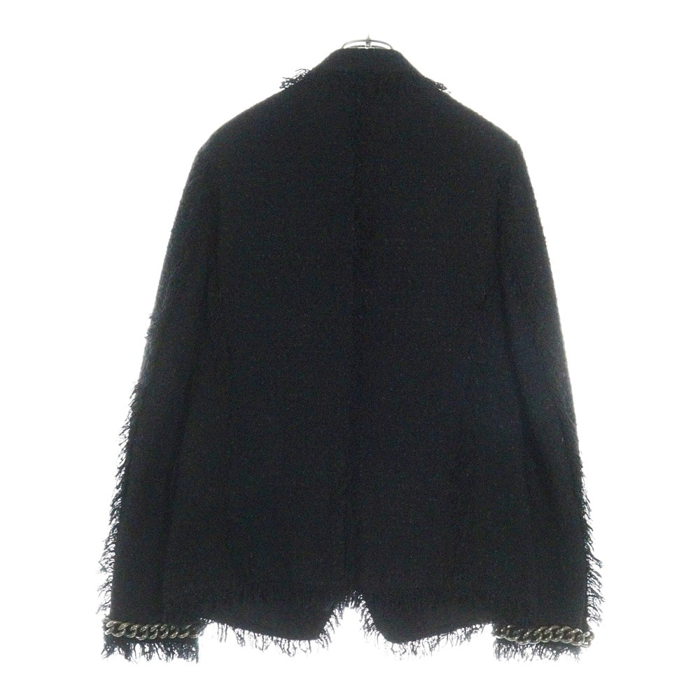 BALMAIN(バルマン) Logo Patch Tweed Blazer ロゴワッペン ツイード 袖チェーン装飾 ブレザー ジャケット ブラック S8H7010T338B