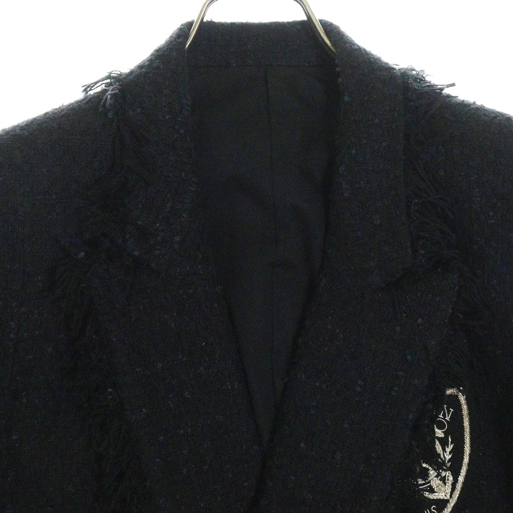 BALMAIN(バルマン) Logo Patch Tweed Blazer ロゴワッペン ツイード 袖チェーン装飾 ブレザー ジャケット ブラック S8H7010T338B