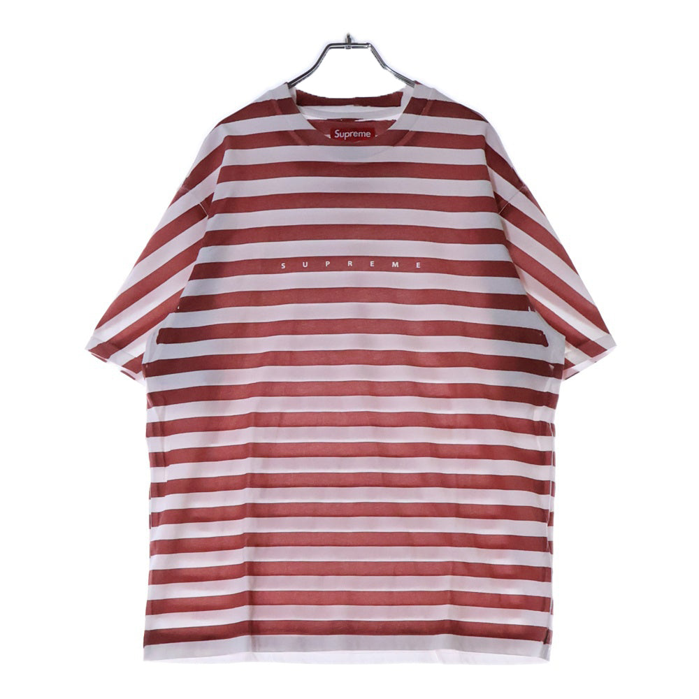 SUPREME(シュプリーム) 24SS Overprint Stripe S/S Top オーバープリント ストライプ クルーネック 半袖 Tシャツカットソー ホワイト/レッド