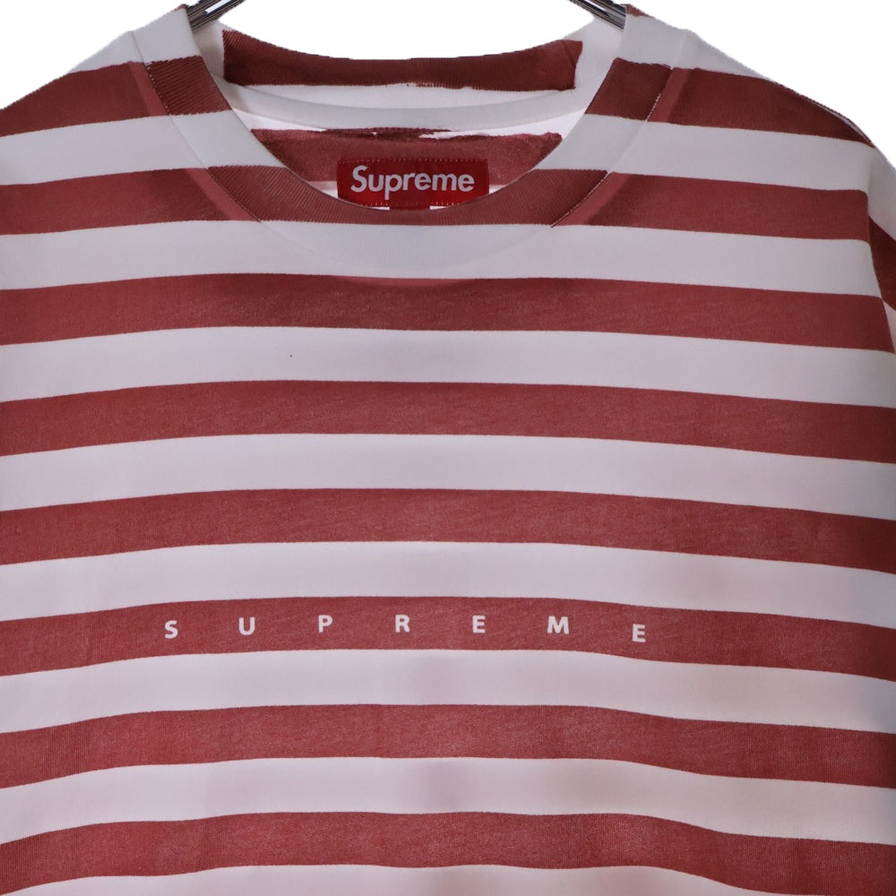 SUPREME(シュプリーム) 24SS Overprint Stripe S/S Top オーバープリント ストライプ クルーネック 半袖 Tシャツカットソー ホワイト/レッド