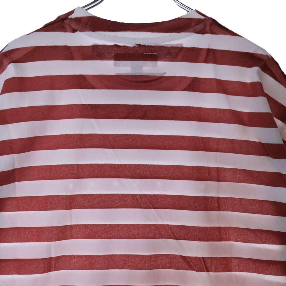 SUPREME(シュプリーム) 24SS Overprint Stripe S/S Top オーバープリント ストライプ クルーネック 半袖 Tシャツカットソー ホワイト/レッド