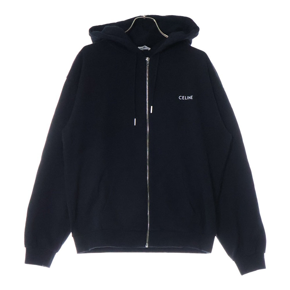 CELINE(セリーヌ) ルーズフィット ロゴプリント ジップアップ スウェット パーカー ブラック 2Y28B670Q