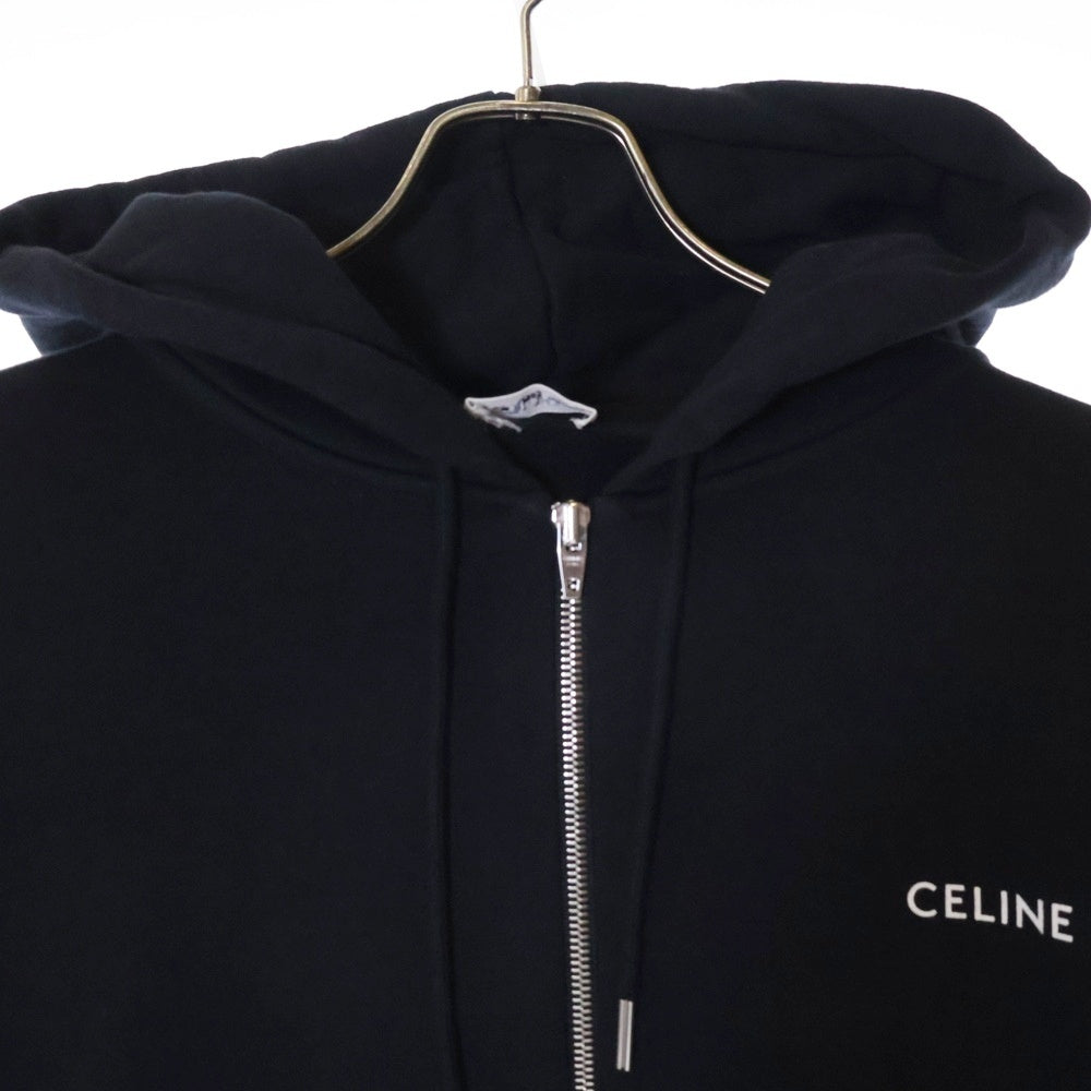CELINE(セリーヌ) ルーズフィット ロゴプリント ジップアップ スウェット パーカー ブラック 2Y28B670Q