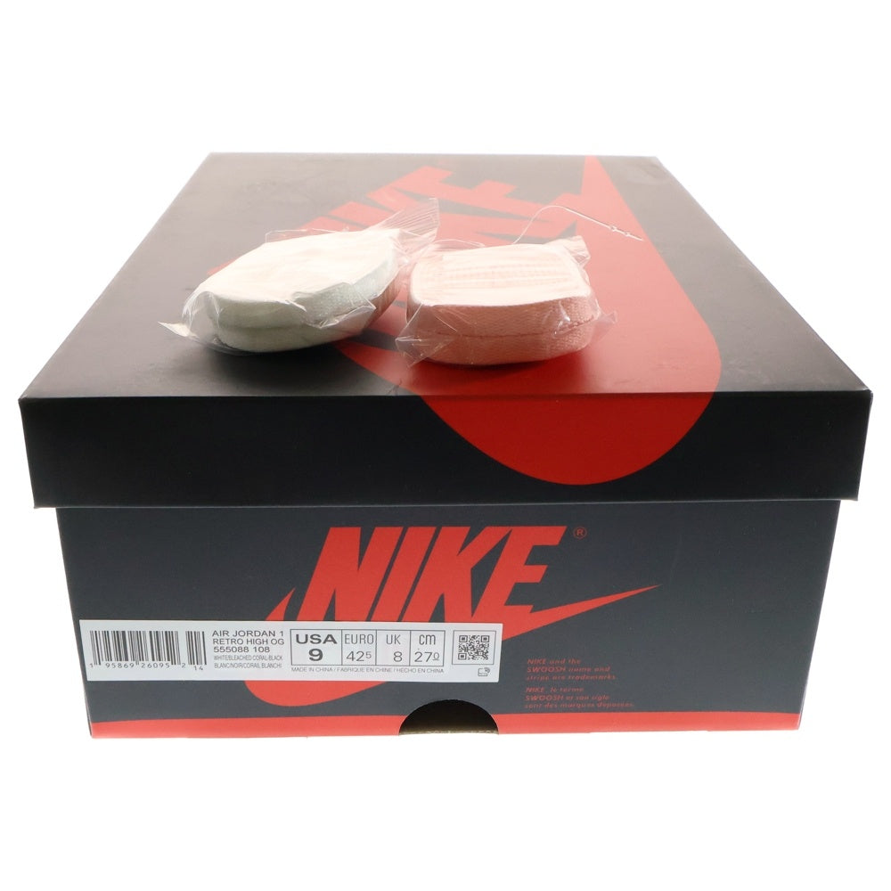 NIKE(ナイキ) AIR JORDAN 1 HIGH OG BLEACHED CORAL エアジョーダン 1 ブリーチドコーラル ハイカットスニーカー グレー US9/27cm 555088-108