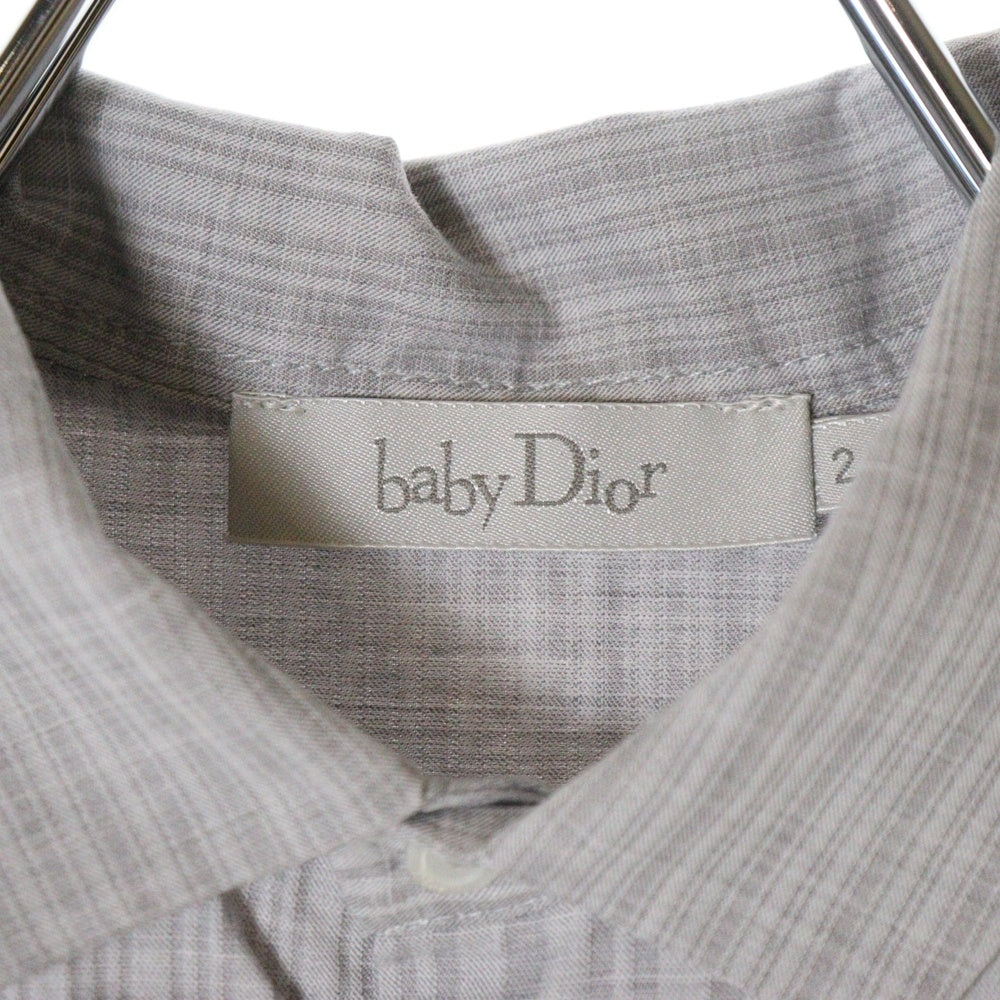 DIOR(ディオール) baby ベイビー BEE刺繍ストライプドレスシャツ 長袖 グレー キッズ 6EBM41SRTA