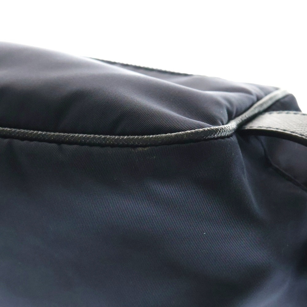 PRADA(プラダ) ReNylon+SAFFIANO サフィアーノレザー トライアングルロゴ リナイロンハンドバッグ セカンド ネイビー 2NA819