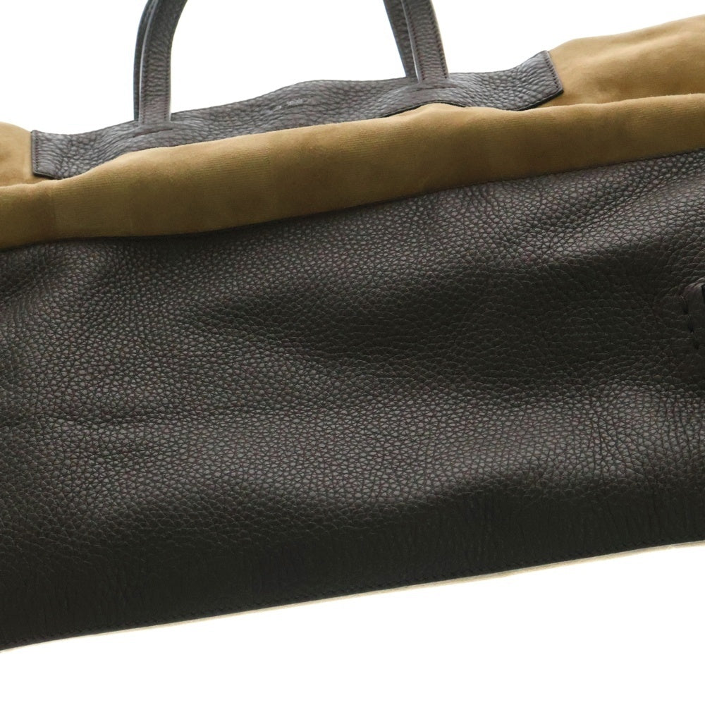 FENDI(フェンディ) ストライプロゴエンボススウェードトートバッグ ベージュ ブラウン 8BH264