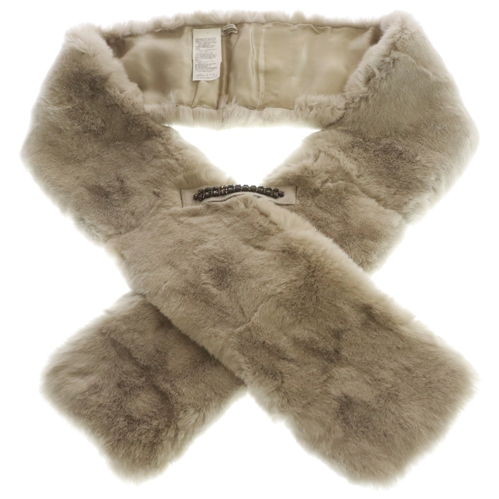 S MAX MARA(エス マックスマーラ) ビジュー付き ラパンマフラー ファースカーフ レディース ベージュ 958607966