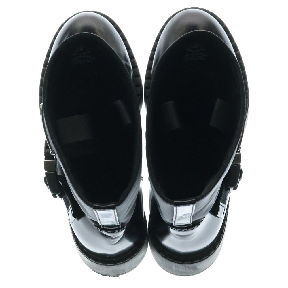 PRADA(プラダ) Re-Nylon リナイロン ベルテッドパテントブーツ ブラック レディース
