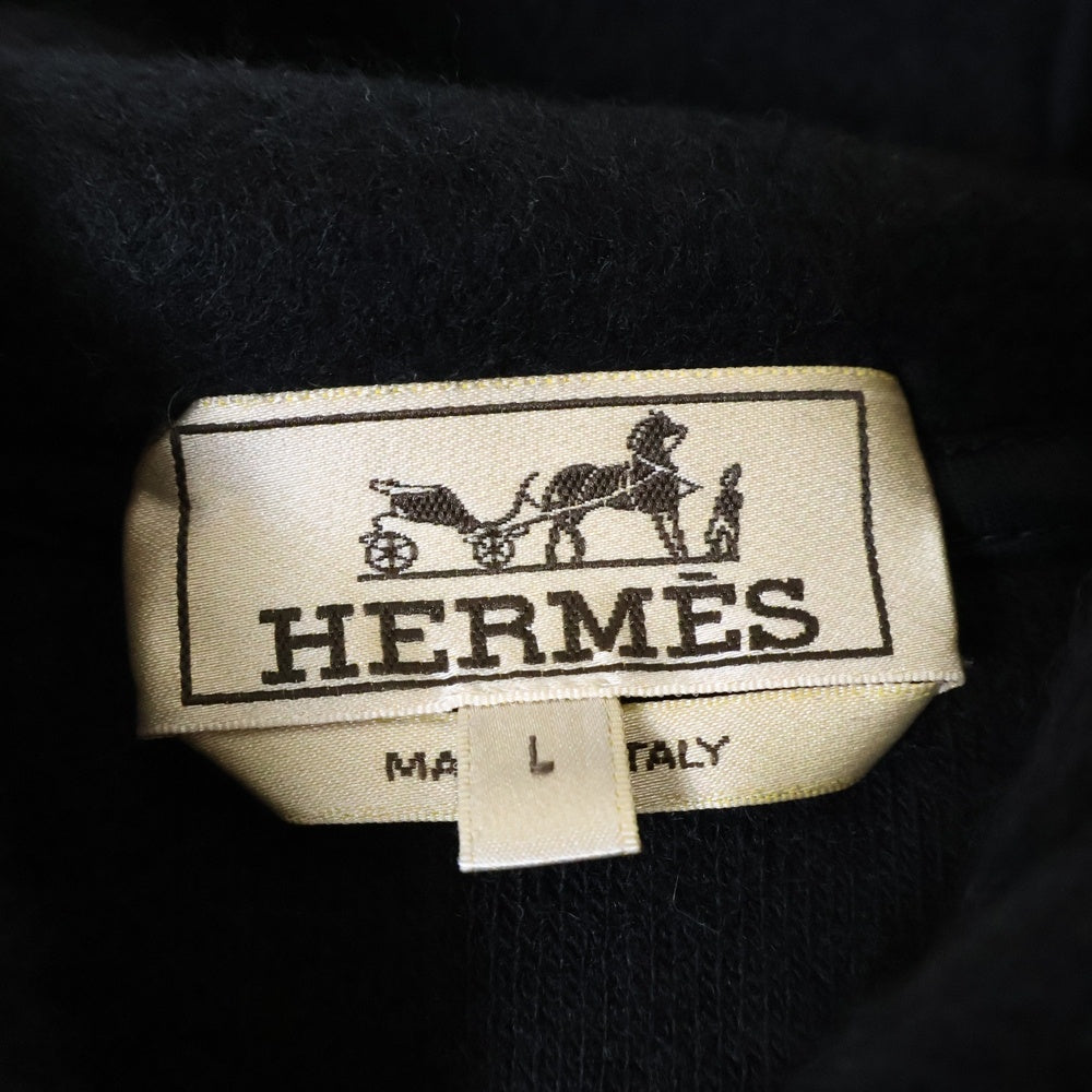 HERMES(エルメス) ウールカシミヤ混レザー切替ジップアップパーカー ジャケット ブラック