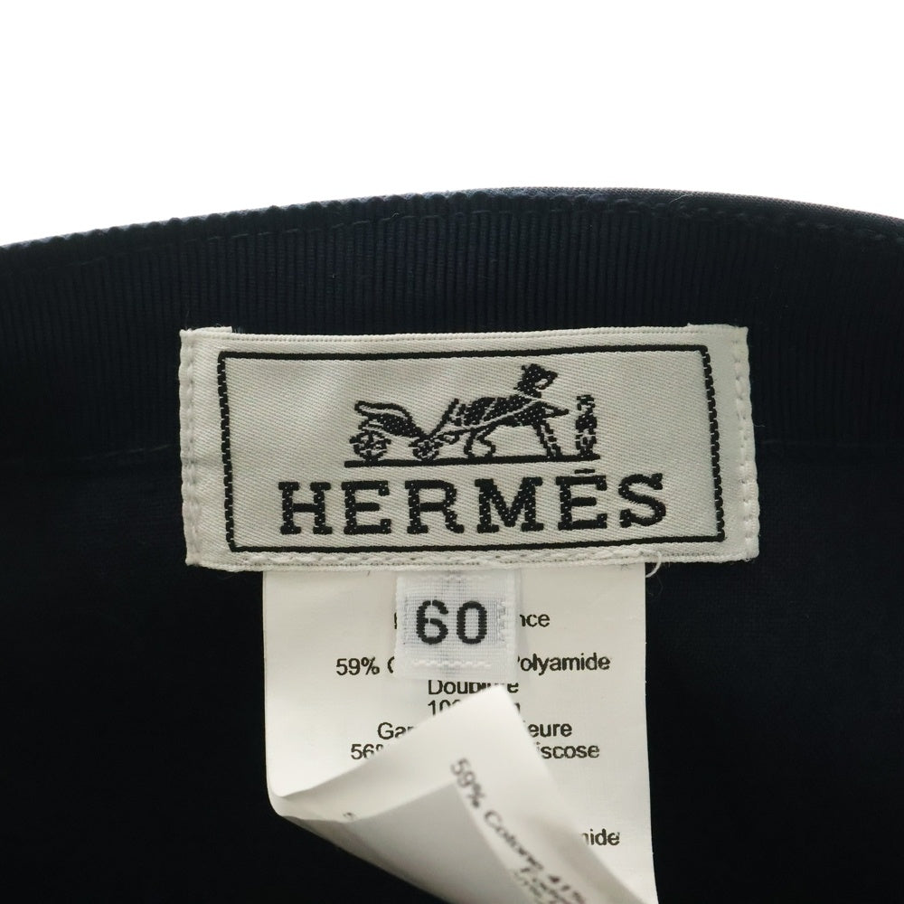HERMES(エルメス) スモールHロゴ刺繍ベースボールキャップ ネイビー 帽子
