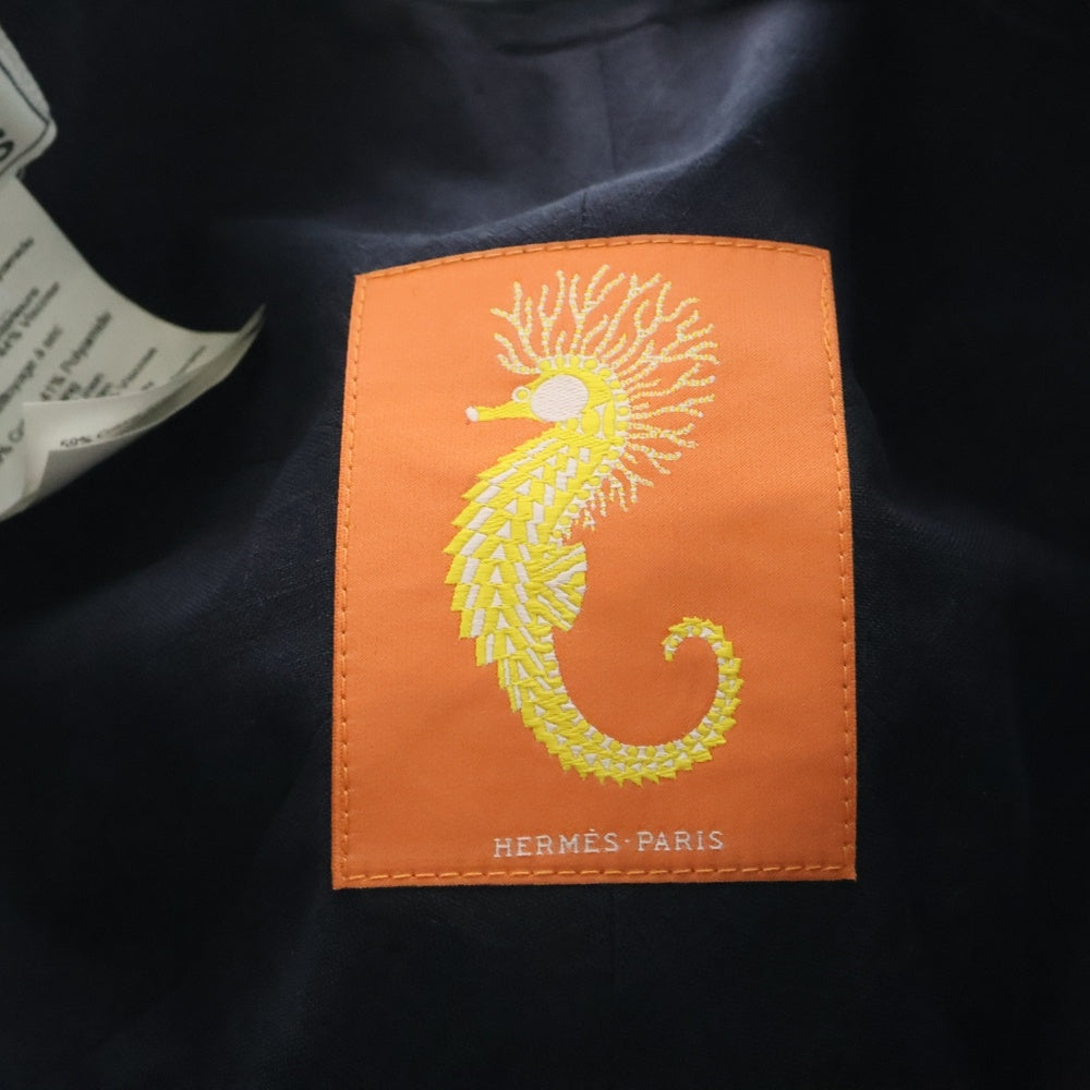 HERMES(エルメス) スモールHロゴ刺繍ベースボールキャップ ネイビー 帽子