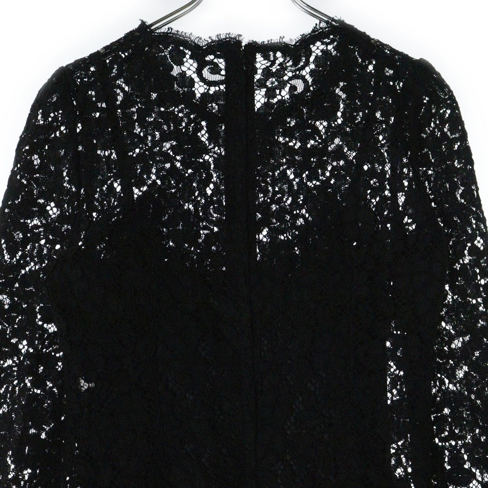 DOLCE & GABBANA(ドルチェアンドガッバーナ) レースデザイン バックジップ キャミソール トップス ブラック レディース