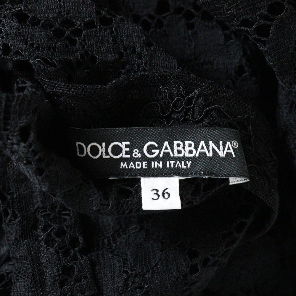 DOLCE & GABBANA(ドルチェアンドガッバーナ) レースデザイン バックジップ キャミソール トップス ブラック レディース