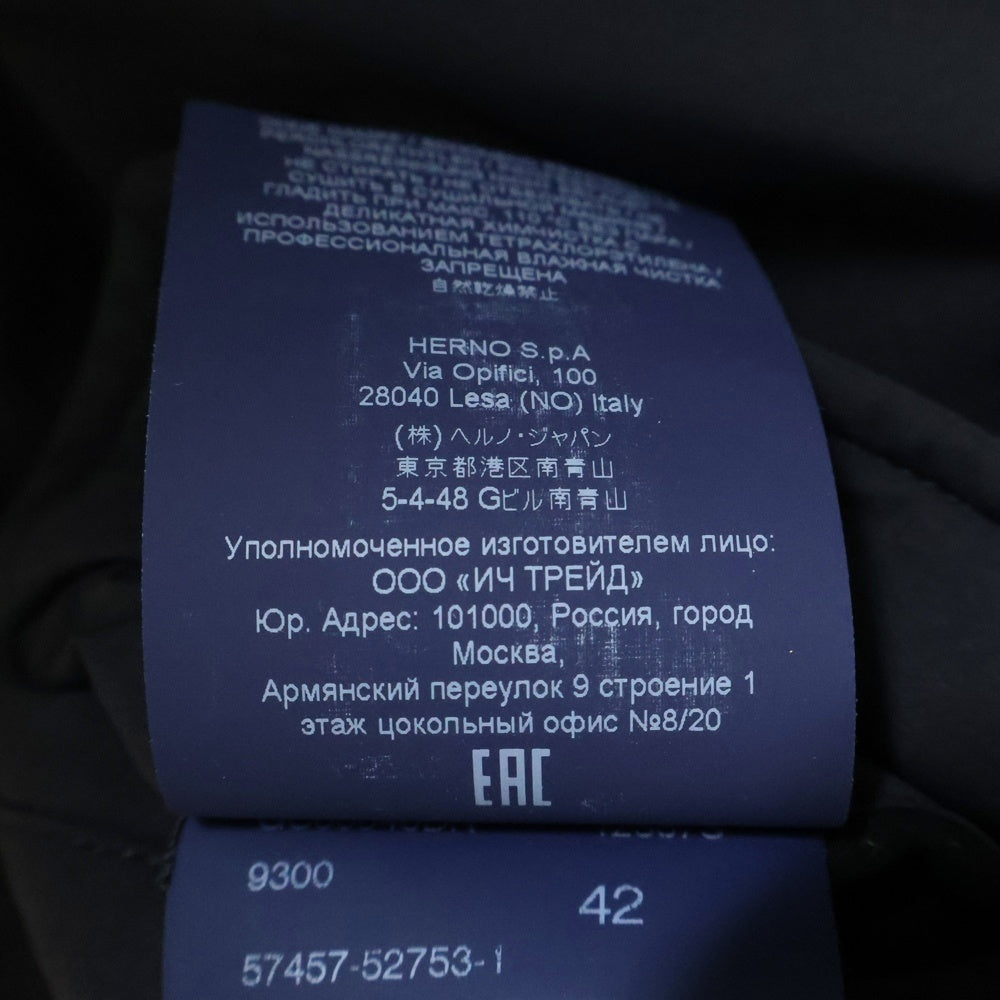 HERNO(ヘルノ) 22AW RESORT TRAVEL PACK リゾートトラベルパック パッカブル ジップアップ中綿ジャケット ブラック GC00046DR-12387S-9300