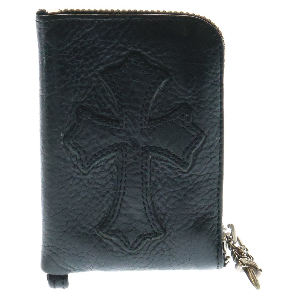 CHROME HEARTS(クロムハーツ) TINY ZIP タイニージップ クロスパッチ付き ダガージップ レザー ロングウォレット 財布 ブラック