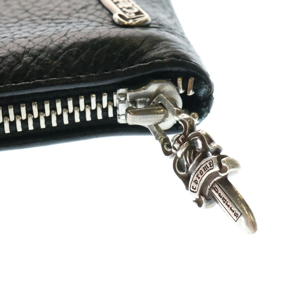 CHROME HEARTS(クロムハーツ) TINY ZIP タイニージップ クロスパッチ付き ダガージップ レザー ロングウォレット 財布 ブラック